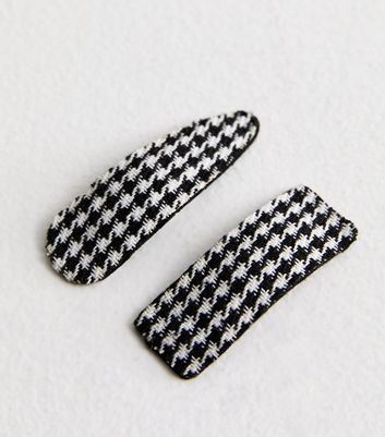 2 Pack of Black Dogstooth Print Hair Slides