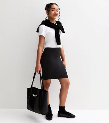 Girls Black High-Waisted School Tube Skirt