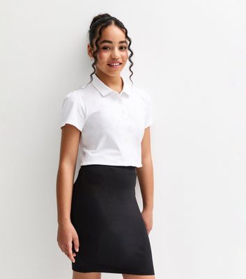 Girls Black High-Waisted School Tube Skirt 3 Girls Black High-Waisted School Tube Skirt
