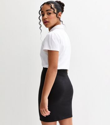 Girls Black High-Waisted School Tube Skirt 4 Girls Black High-Waisted School Tube Skirt