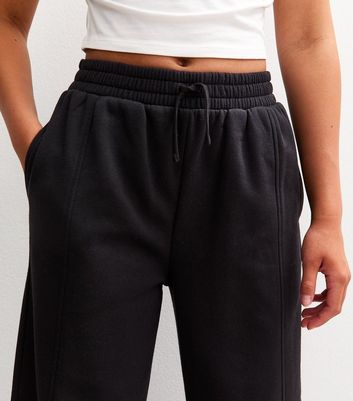 Girls Black Seam Detail Wide Leg Joggers 4 Girls Black Seam Detail Wide Leg Joggers