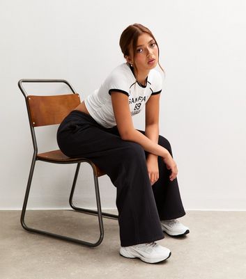 Girls Black Seam Detail Wide Leg Joggers 5 Girls Black Seam Detail Wide Leg Joggers