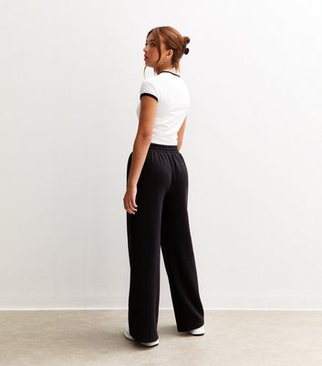 Girls Black Seam Detail Wide Leg Joggers 6 Girls Black Seam Detail Wide Leg Joggers