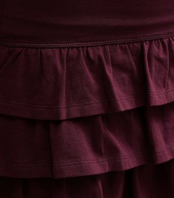 Girls Dark Burgundy Jersey Tiered Rara Skort