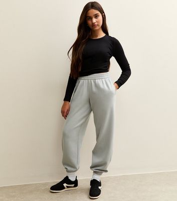 Girls Light Grey Oversized Cuff Joggers