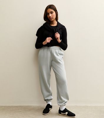Girls Light Grey Oversized Cuff Joggers