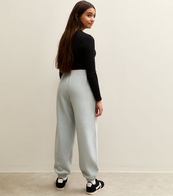 Girls Light Grey Oversized Cuff Joggers