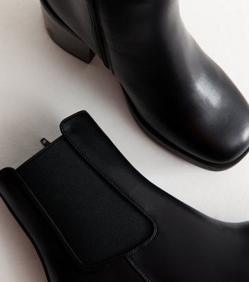 Black Faux Leather Chunky Heel Chelsea Boots 5 Black Faux Leather Chunky Heel Chelsea Boots