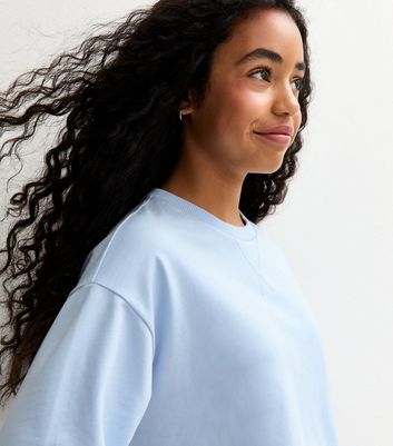 Girls Light Blue Short Sleeve Sweatshirt