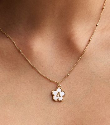 18ct Gold Plated Initial A Flower Necklace