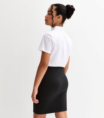 Girls Black Textured Jersey Tube School Skirt 4 Girls Black Textured Jersey Tube School Skirt