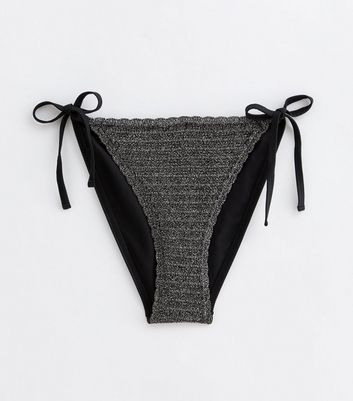 Black Crochet Tie Side Bikini Bottoms 5 Black Crochet Tie Side Bikini Bottoms