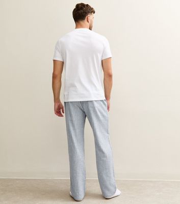 Blue Striped Cotton Pyjama Trousers 4 Blue Striped Cotton Pyjama Trousers