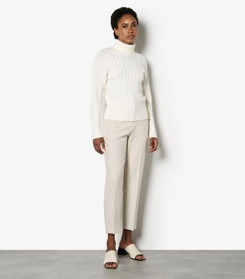 Apricot Cream Cable Knit Roll Neck Jumper