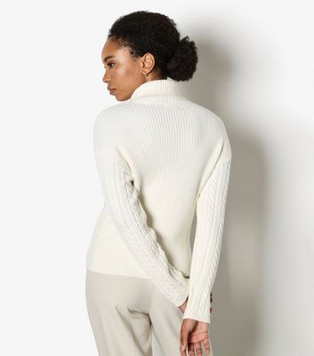 Apricot Cream Cable Knit Roll Neck Jumper 3 Apricot Cream Cable Knit Roll Neck Jumper