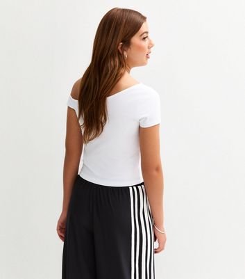 Girls White One Shoulder T-Shirt 4 Girls White One Shoulder T-Shirt