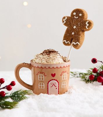 Brown Gingerbread Shape Marshmallow Lollipop