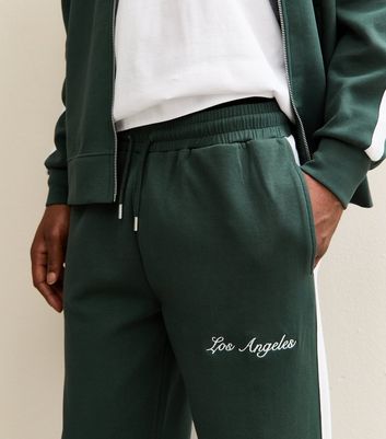 Dark Green Leg Side Stripe Jogger Trousers