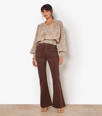 Apricot Brown Flared Jeans
