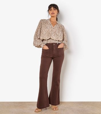 Apricot Brown Flared Jeans