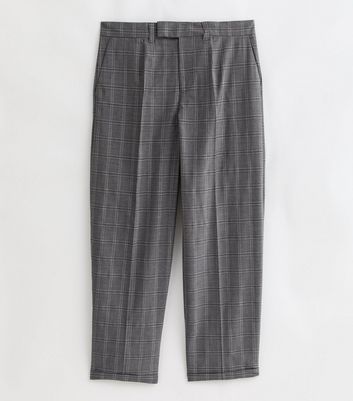 Dark Grey Check Relaxed Fit Trousers