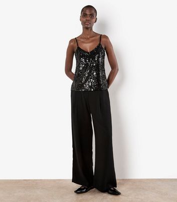 Apricot Black Sequin Cami Top