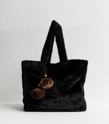 Black Faux Fur Tote