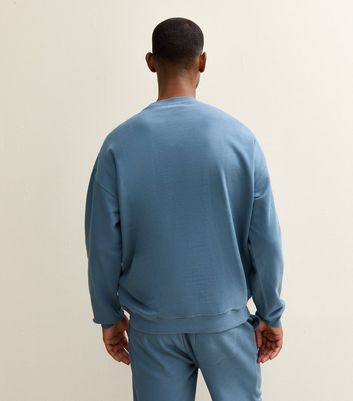 Blue Oversized Crew Neck Sweatshirt 4 Blue Oversized Crew Neck Sweatshirt