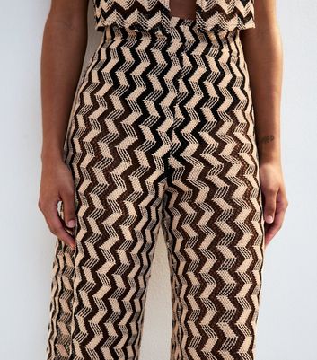 Black Chevron Crochet-Look Beach Trousers