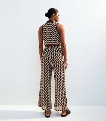Black Chevron Crochet-Look Beach Trousers 5 Black Chevron Crochet-Look Beach Trousers