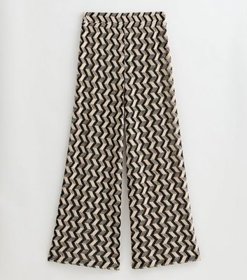 Black Chevron Crochet-Look Beach Trousers 6 Black Chevron Crochet-Look Beach Trousers