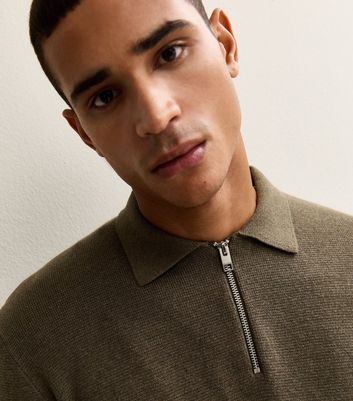 Jack and Jones Light Brown Quarter Zip Collared Jumper