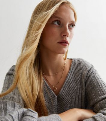 18ct Gold Plated Circle Pendant Layered Chain Necklace