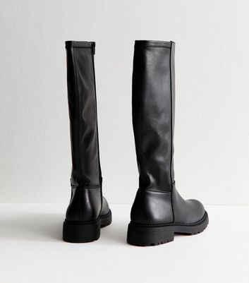 Black Faux Leather Knee High Boots 4 Black Faux Leather Knee High Boots