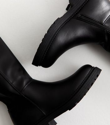 Black Faux Leather Knee High Boots 5 Black Faux Leather Knee High Boots