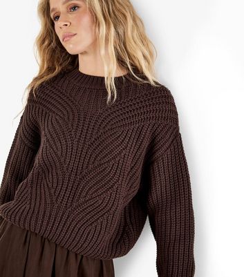 Apricot Brown Chunky Cable Knit Jumper