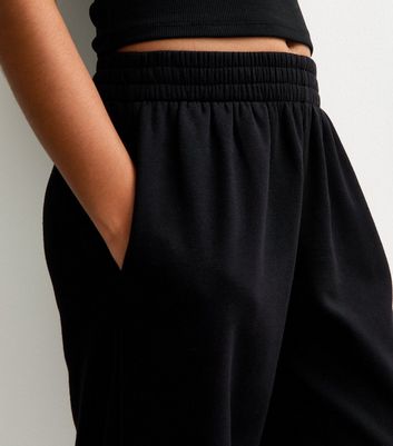 Girls Black Oversized Cuff Joggers