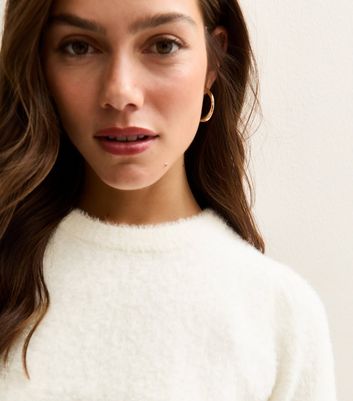 Petite Off White Fluffy Textured T-Shirt