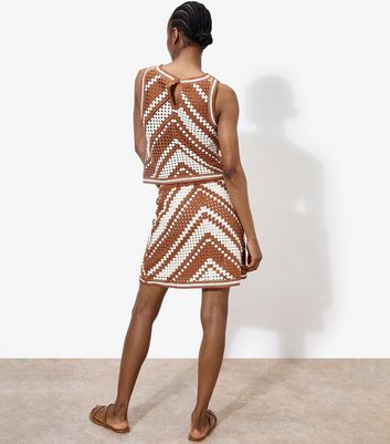 Apricot Brown Chevron Crochet Skirt 3 Apricot Brown Chevron Crochet Skirt