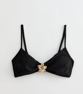 Black Floral Detail Bikini Top 6 Black Floral Detail Bikini Top