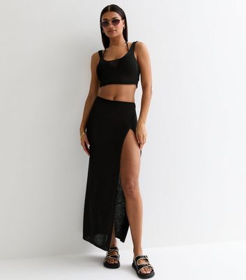 Black Knit Scoop Neck Crop Top 3 Black Knit Scoop Neck Crop Top