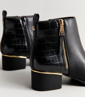 Black Faux Leather Block Heel Ankle Boots 5 Black Faux Leather Block Heel Ankle Boots