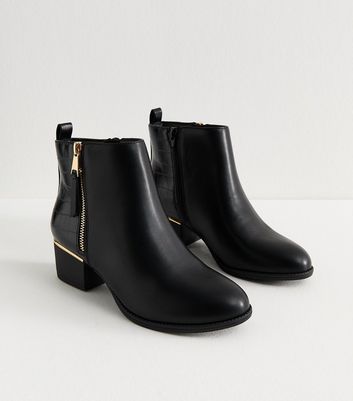 Black Faux Leather Block Heel Ankle Boots 7 Black Faux Leather Block Heel Ankle Boots