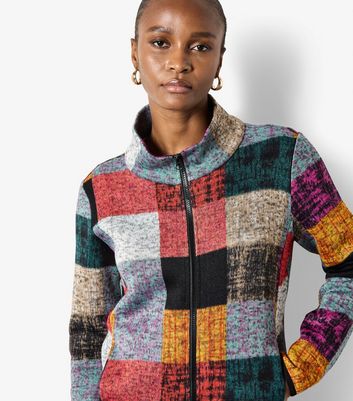 Apricot Multicolour Check Jersey Jacket