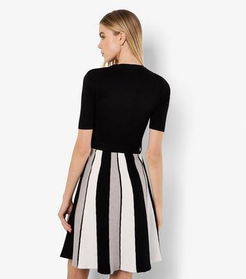 Apricot Black Colour Block Knit Dress