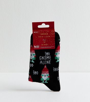 Black Christmas Gnome Alone Ankle Sock 3 Black Christmas Gnome Alone Ankle Sock