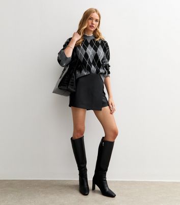 Black Faux Leather Wrap Skort 3 Black Faux Leather Wrap Skort