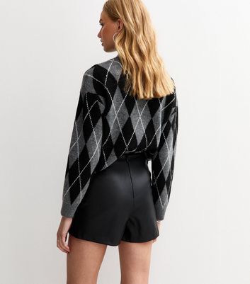 Black Faux Leather Wrap Skort 4 Black Faux Leather Wrap Skort