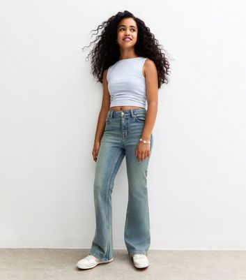 Girls Blue Mid Rise Flared Jeans 6 Girls Blue Mid Rise Flared Jeans
