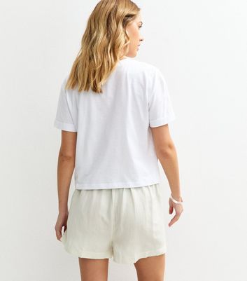 White Roll Sleeve Boxy Fit T-Shirt 4 White Roll Sleeve Boxy Fit T-Shirt